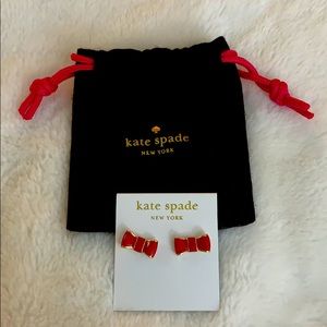 Brand New Kate Spade Red Bow 14K Gold Fill earring